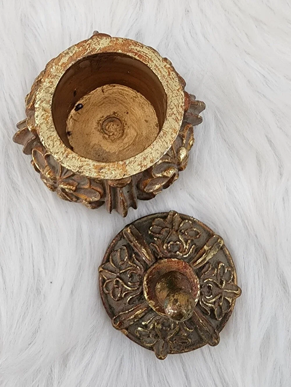 Vintage Gold and Bronze Floral Trinket Box, Jewelry Box, 5